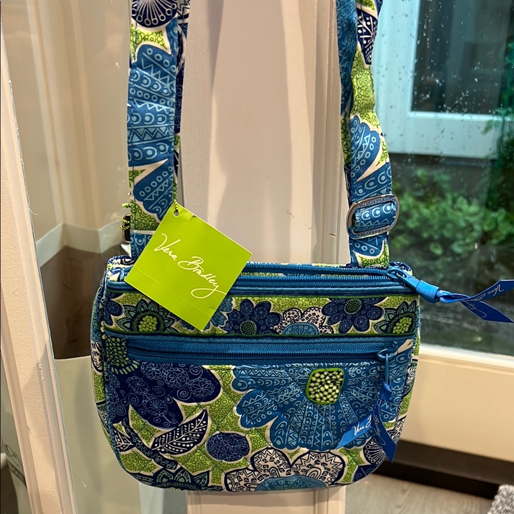 Vera Bradley Blue Daisey Doodle flap hipster, Crossbody purse NWT